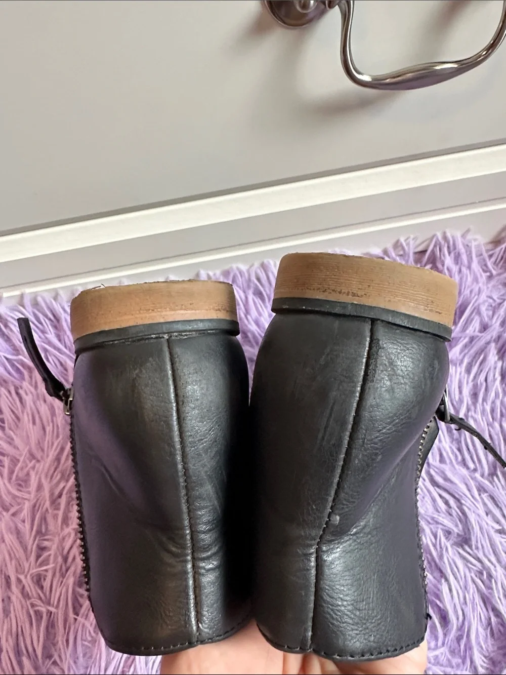 Cat & Jack Black Faux Leather Girls Ankle Boots with Side Zip Accent - Picture 5 of 5